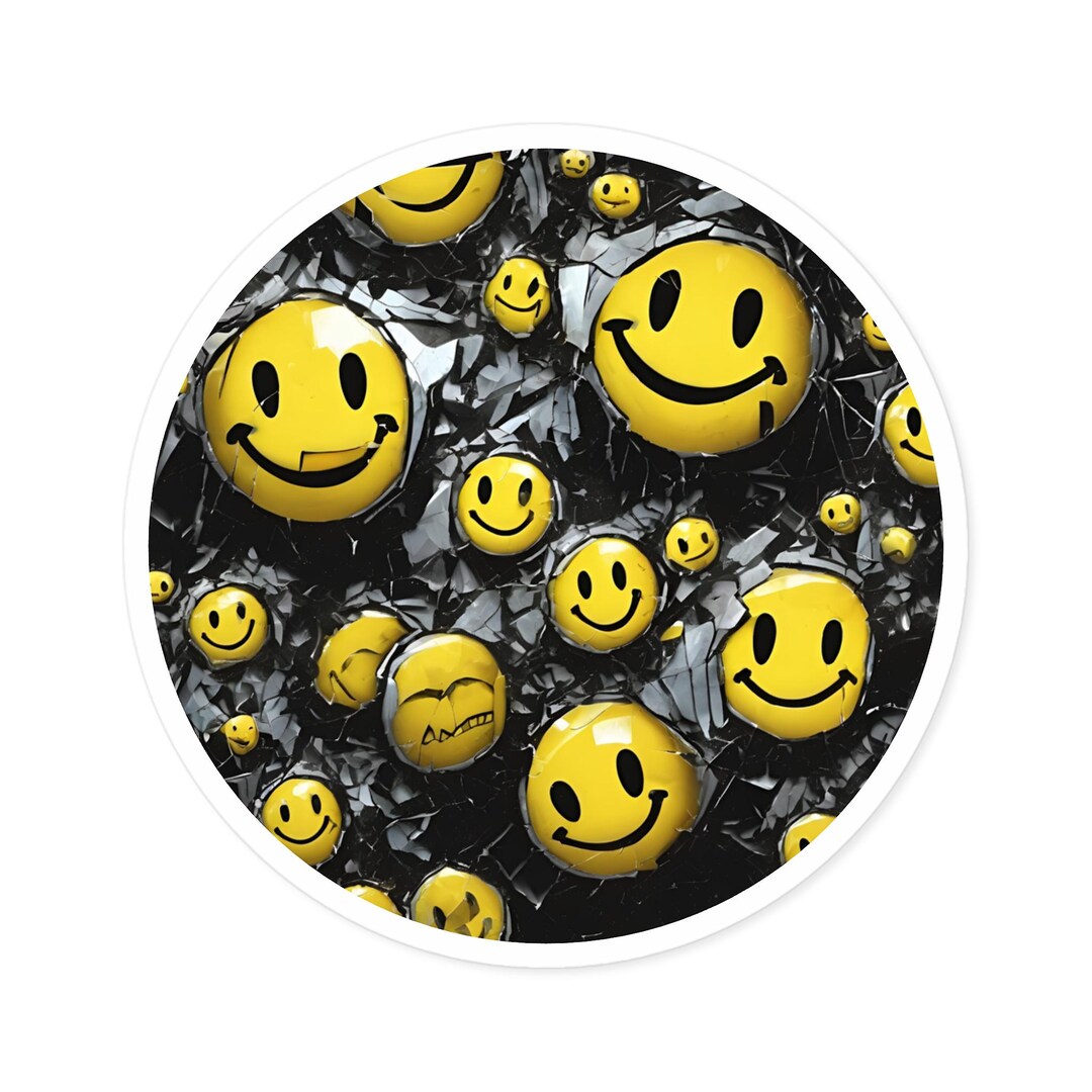 Smiley Face Round Stickers, Indoor/outdoor, Decals, Happy Face ...