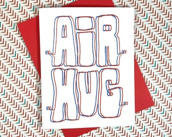 Air Hugs- Grußkarte, Miss you Karte, Soziale Distanzkarte, Isolationskarte, trippy Karte, Umarmungskarte, Luft hug, 2020 Karte, Quarantänekarte