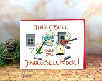 Jingle Bell Rock- Holiday Card, holiday card, funny Christmas card, jingle bells card, rock n roll Christmas card