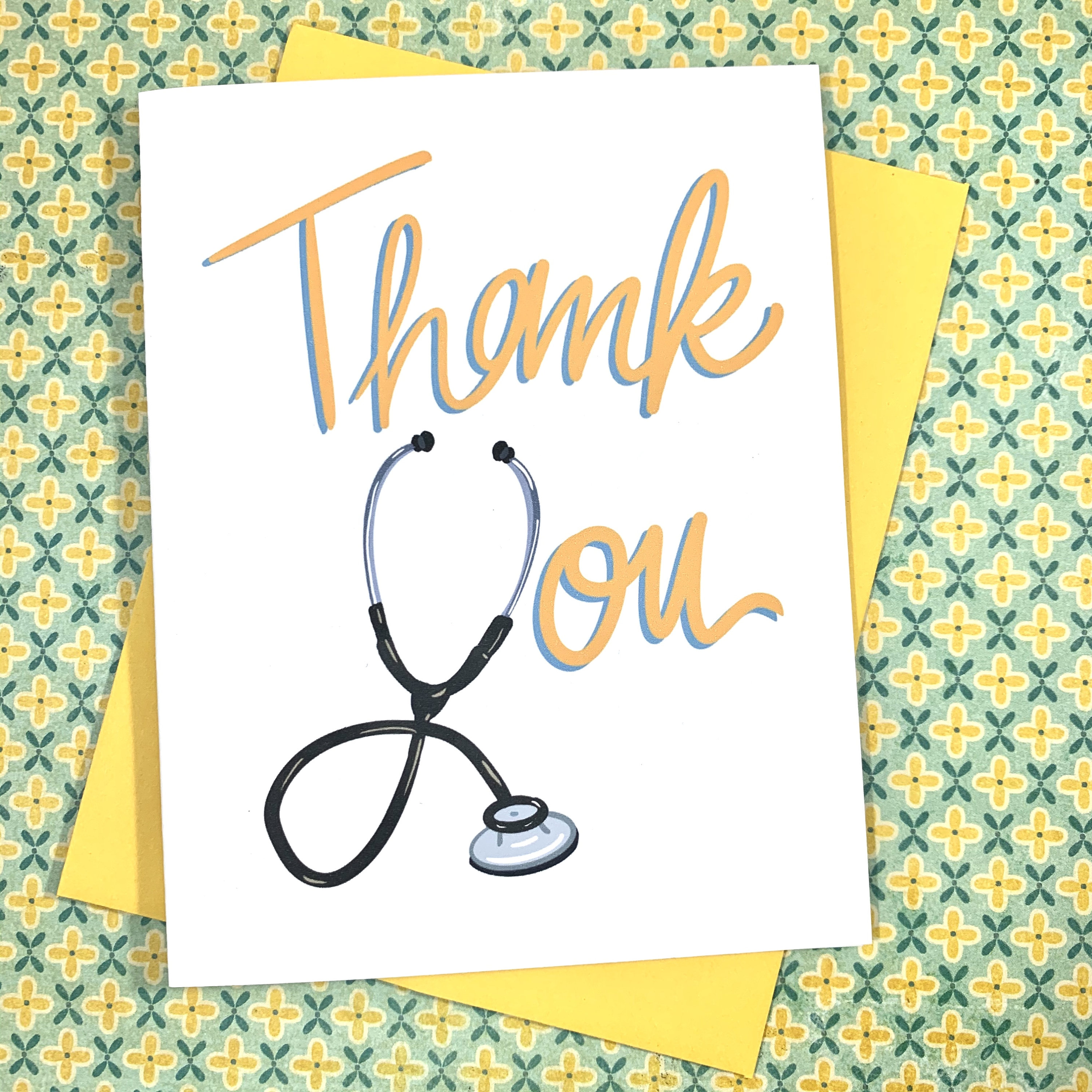 Stethoscope Thank You Thank You Card Medical Thank You Card Etsy
