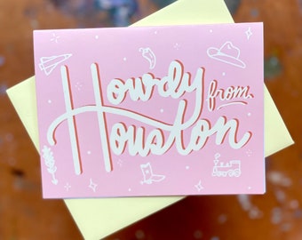 Howdy from Houston Greeting Card, Houston card, Texas greeting