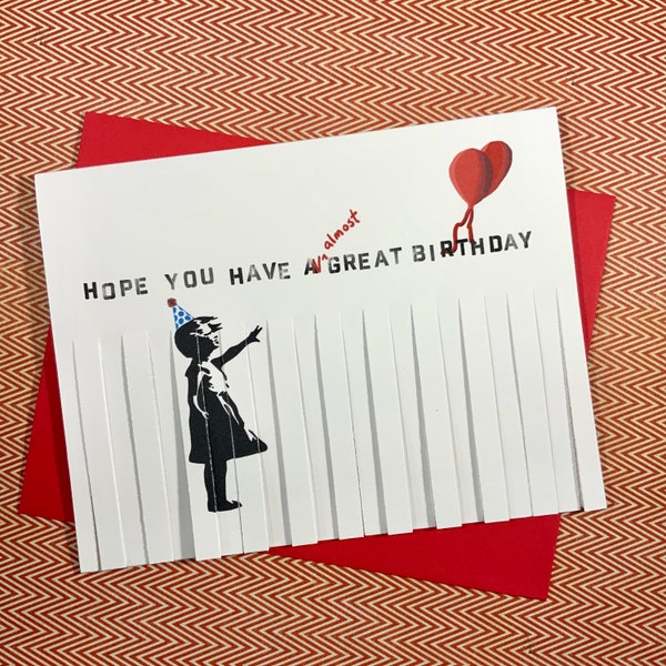 Carte d’anniversaire déchiquetée inspirée de Banksy