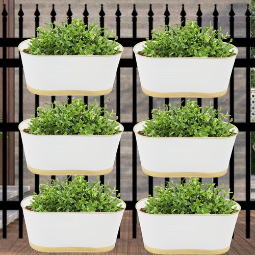 Ecofynd White Railing Planter Balcony Rail Plant Pot Etsy