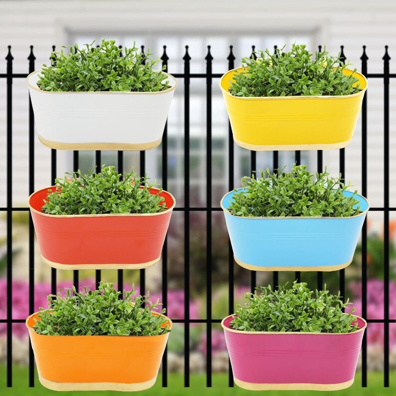 ecofynd Rail Hanging Planter Balcony Plant Pot Outdoor Home Garden Window Flower Fence Planter Urban Deck Gardening, Railing Pots image 6