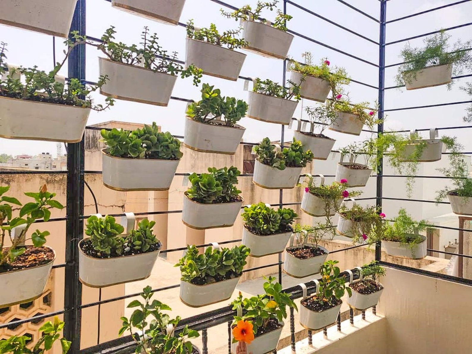 Ecofynd White Railing Planter Balcony Rail Plant Pot Etsy