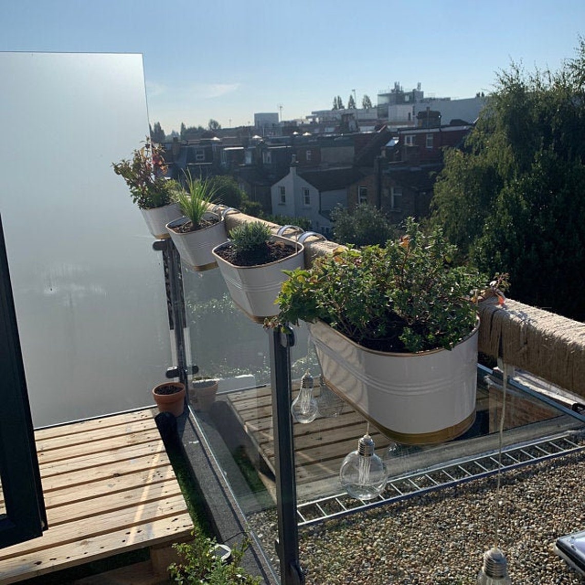 Ecofynd White Railing Planter Balcony Rail Plant Pot Etsy