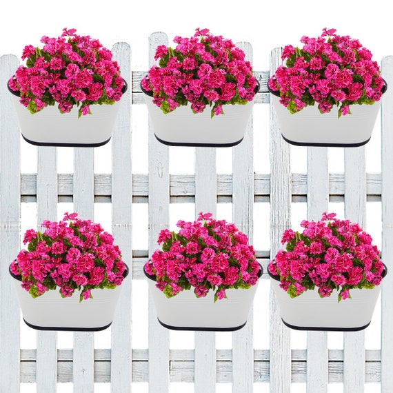 Metal 14cm Hanging Fence Railing Flower Plant Pot