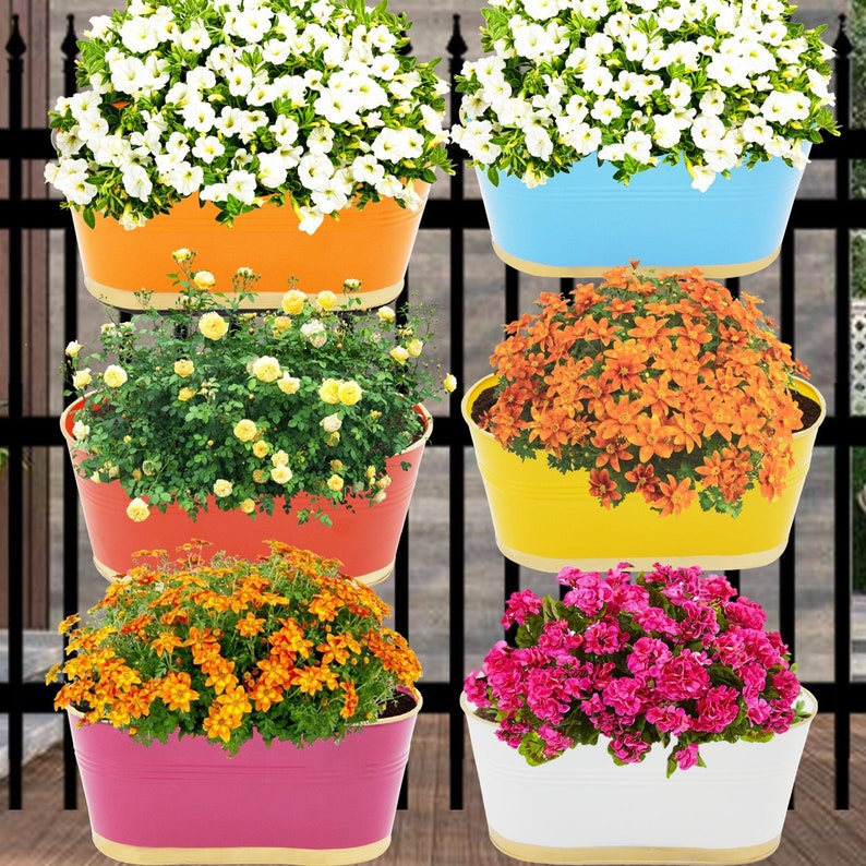 Ecofynd White Railing Planter Balcony Rail Plant Pot Etsy