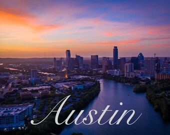 Austin Texas Skyline Aerial Photo Austin Violet Crown After - Etsy