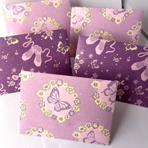 Handcrafted Lilac Butterfly Ballet Pump Envelopes • Scrapbooking, Journaling, Gifts