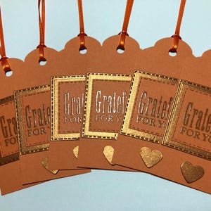 感謝祭ギフトタグ 6セット ハンドメイド 感謝 銅パール キラキラ オレンジ かわいいギフトタグ 記念品タグ ハロウィン 紅葉 ハート