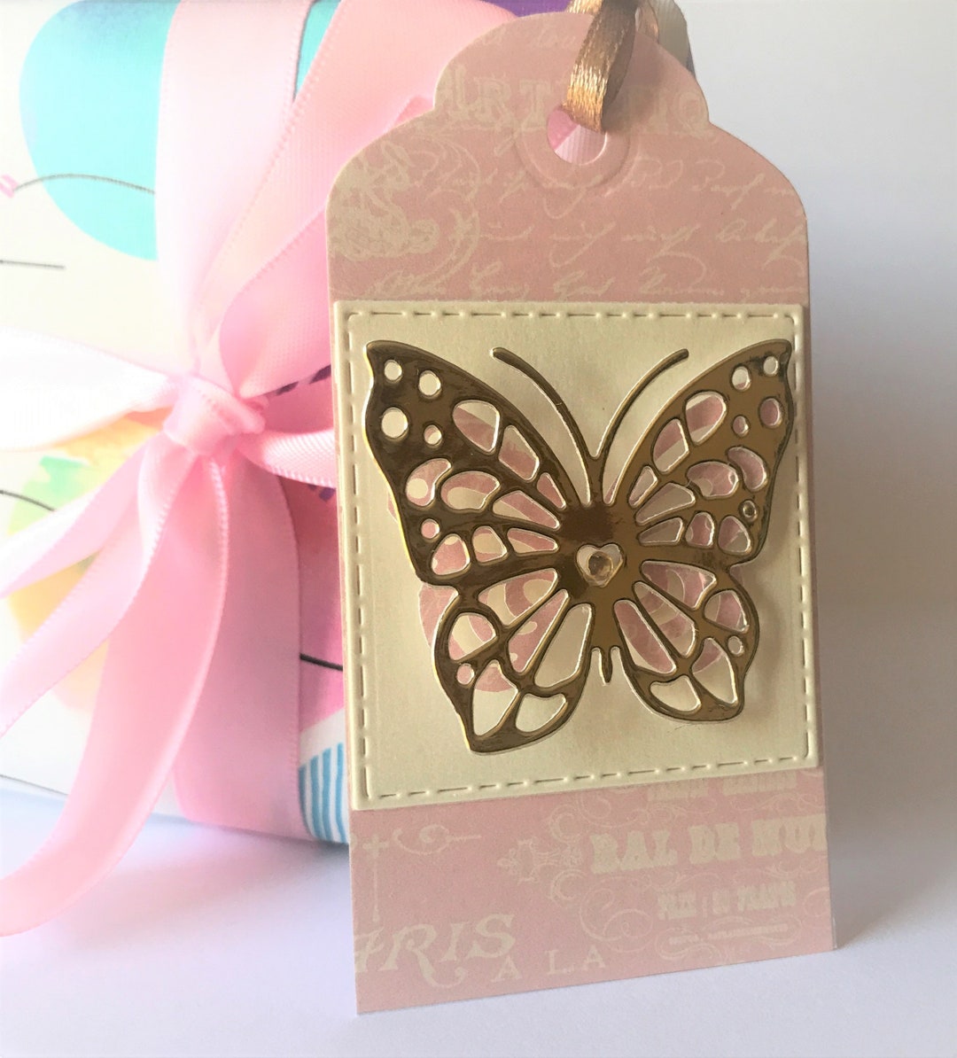BUTTERFLY Gift Tag Set of 3 LUXURY Shiny HANDMADE Elegant Gold Etsy