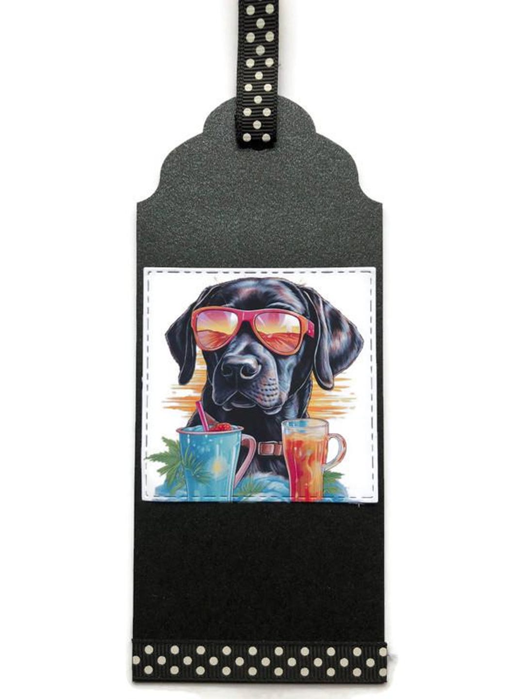 Labrador Bookmark Handmade Black Labrador Bookmark: Dog With Shades, Ribbon Marker ...