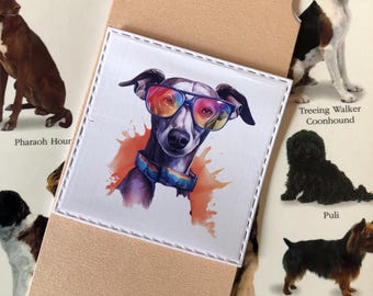 Greyhound Bookmark with Ribbon, Dog in Shades, Dog Lover Gift, Personalisation optional