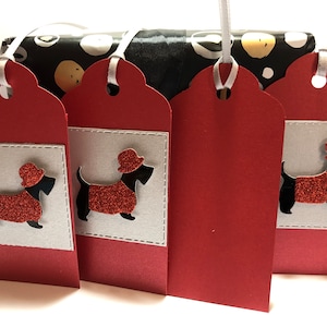 SCOTTIE dog gift tag Luxury handmade Christmas Birthday silver black red set of 4 scottish terrier Dog lover gift Matching bookmark optional