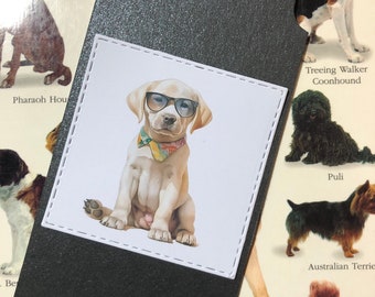 Labrador Retriever Bookmark: Handmade Dog Lover Gift, Dog with Shades., Personalisation optional