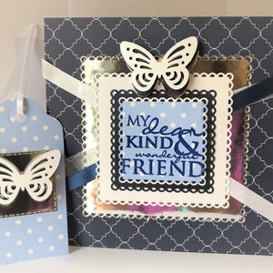 Prachtige beste vriendkaart Soort handgemaakte verjaardag 6 x 6 inch Bedankt verjaardag Valentijnsdag liefde vriendschapskaart met bijpassend cadeaulabel