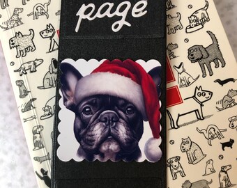 Handmade French Bulldog Christmas Bookmark, Dog Lover Gift