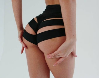 Pole dance shorts ships from USA Cheeky bottoms with slits for  high waisted  lovely pants