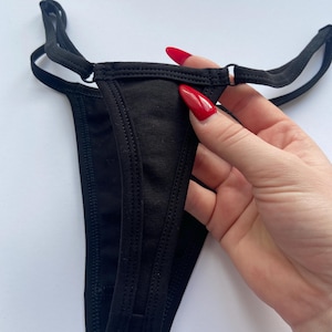 String   lingerie strappy cotton g-string thong with adjustable straps