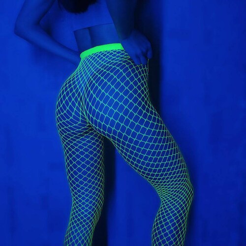 fluorescent fishnet tights