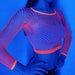 Rave festival outfits UV reactive Mesh fishnet top and tights Neon acid green outfits 