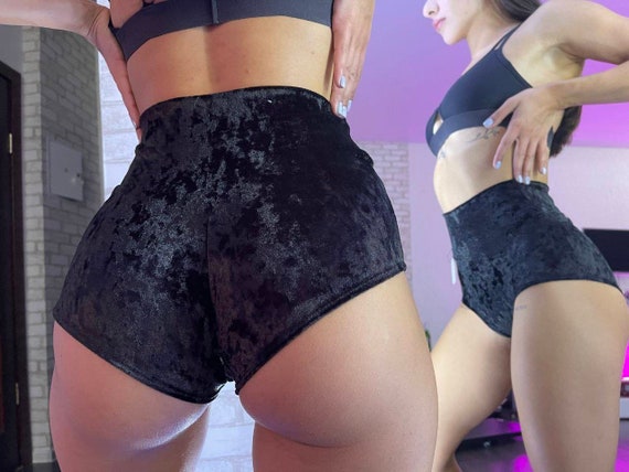 High Waisted Booty Shorts for Rave Gig Festivals Pole Dance of Black Velvet Etsy Canada