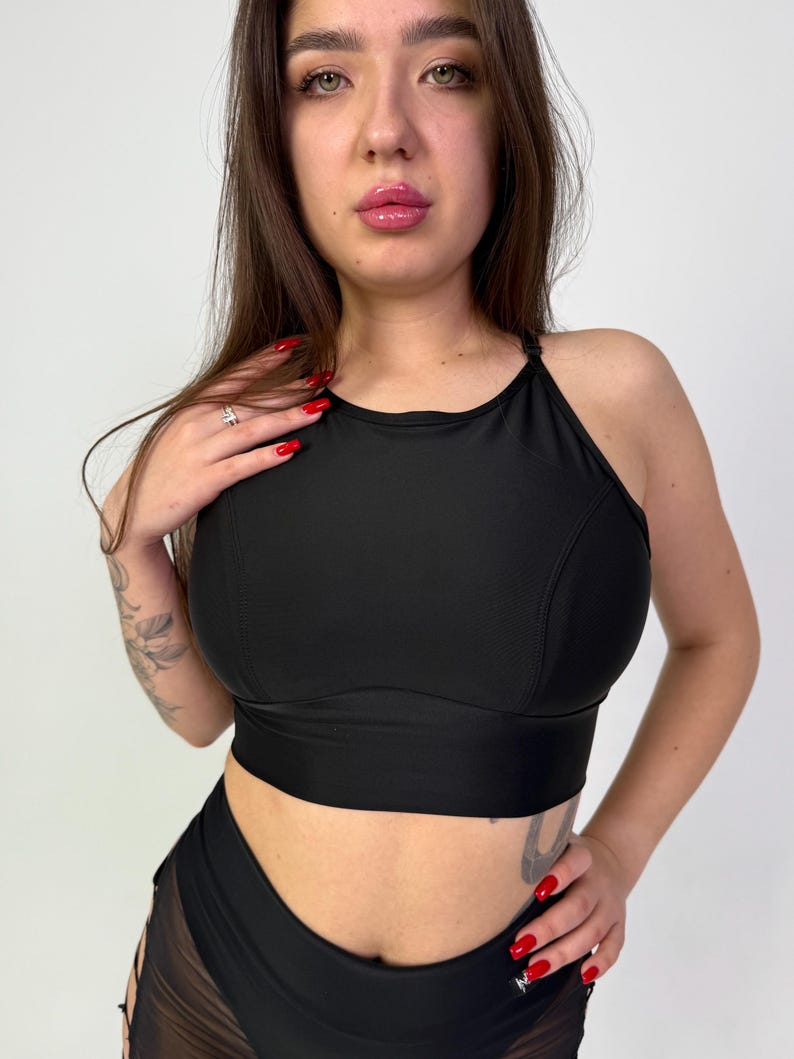Booty shorts and corset top lace-up set for rave & Pole Dance aerial outfits image 13