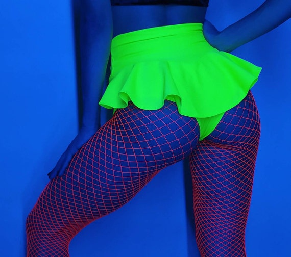 UV Reactive Fish Net Tights Neon Orange 