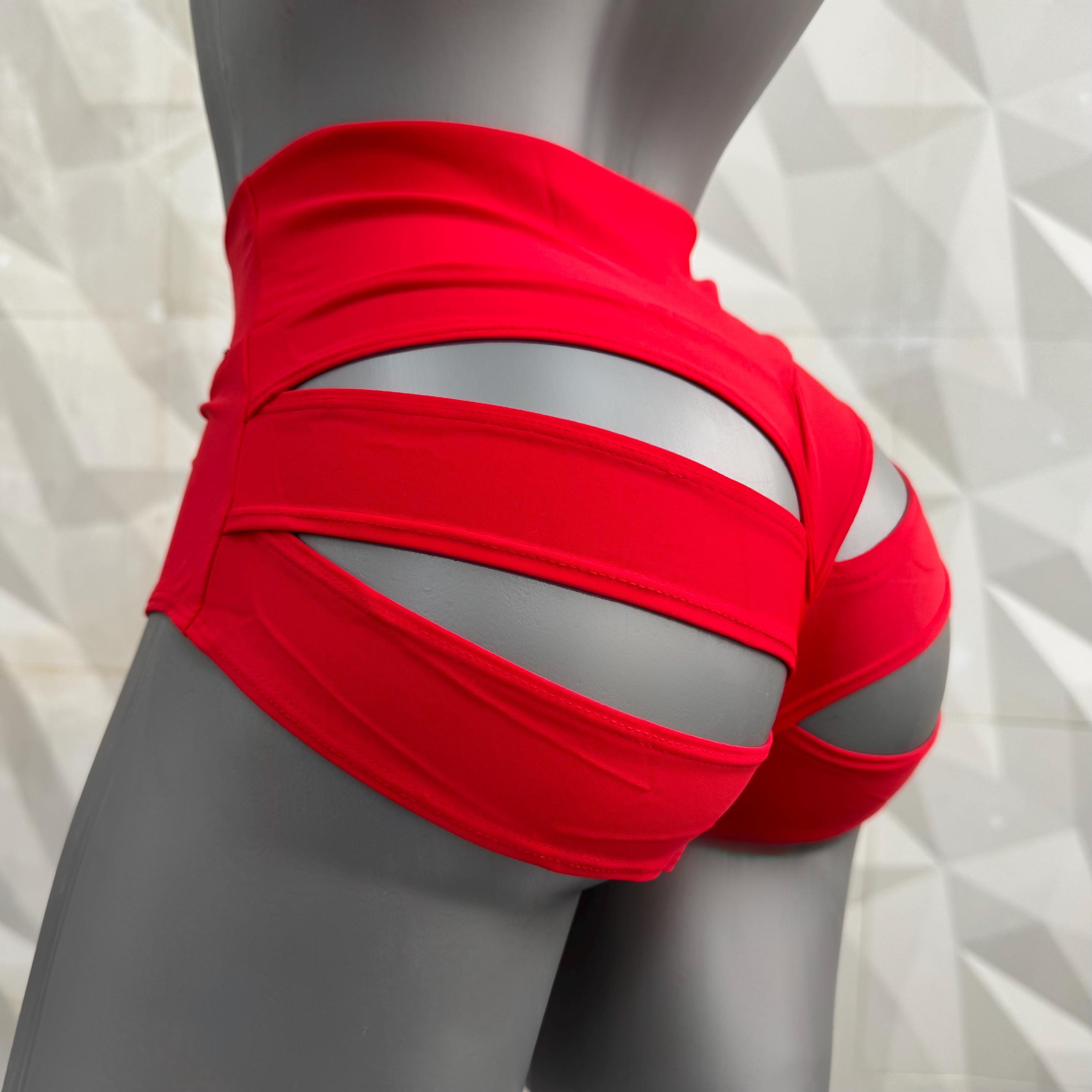 Booty rave shorts with slits Cute cut out lovely pole pants cutety dance wear