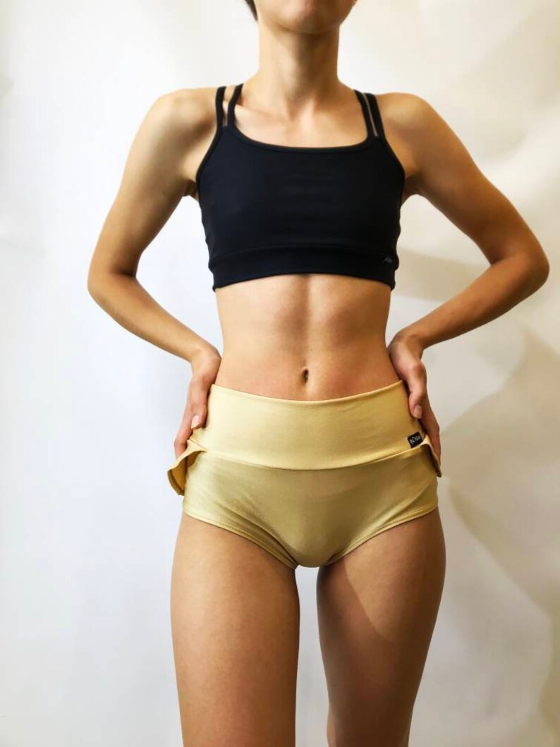 Golden pole dance shorts Twerk high waisted wavy pleated Etsy