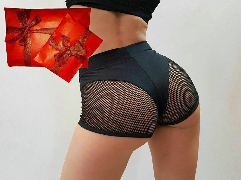 Fishnet pole booty shorts ships from USA  hot cheeky bottoms for Twerk & pole dance with mesh 