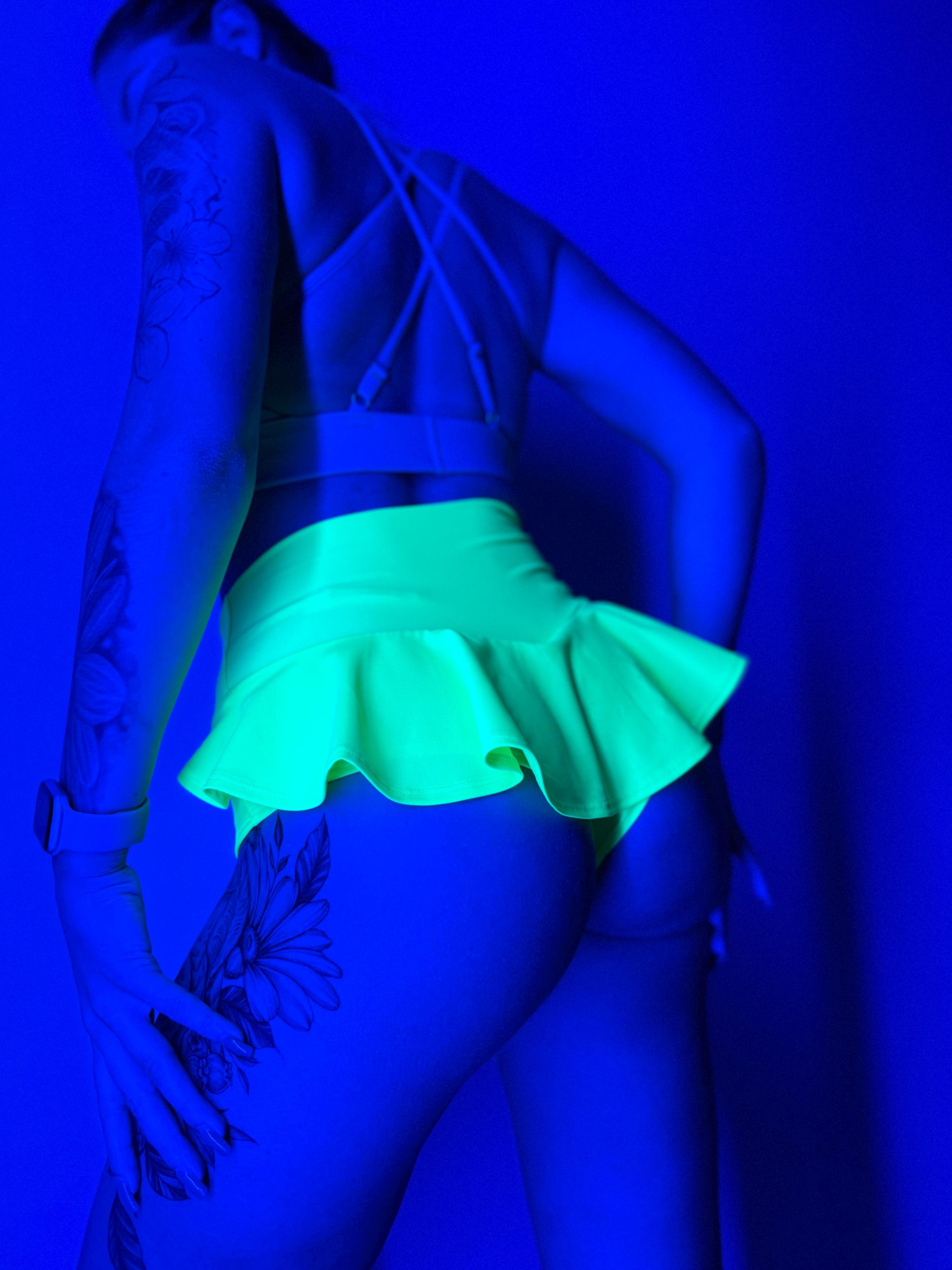 Green Rave Tops UV Reactive Rave Top: Neon Green Blacklight Criss-cross Mesh Bralette ...