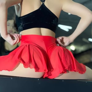 See through skirt with high waisted under shorts for ballet, rave, pole dance and aerial with flared ruffles zdjęcie 4