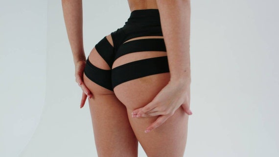 black high waisted dance shorts