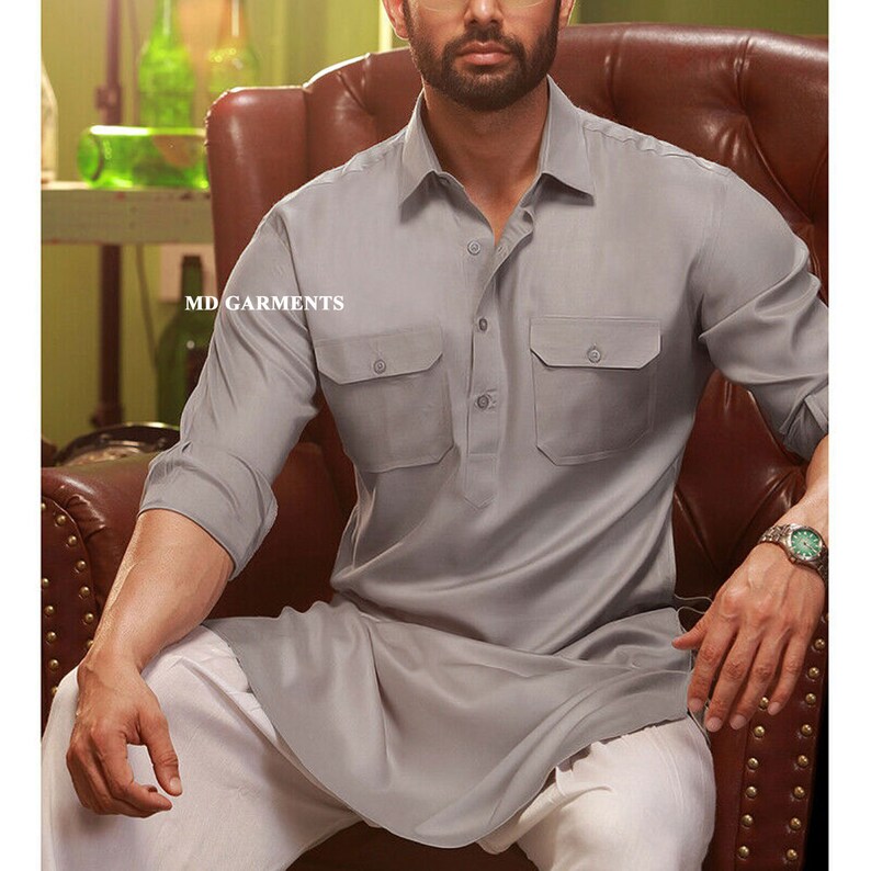 Camisa india kurta color sólido Kurta ropa de hombre casual Etsy