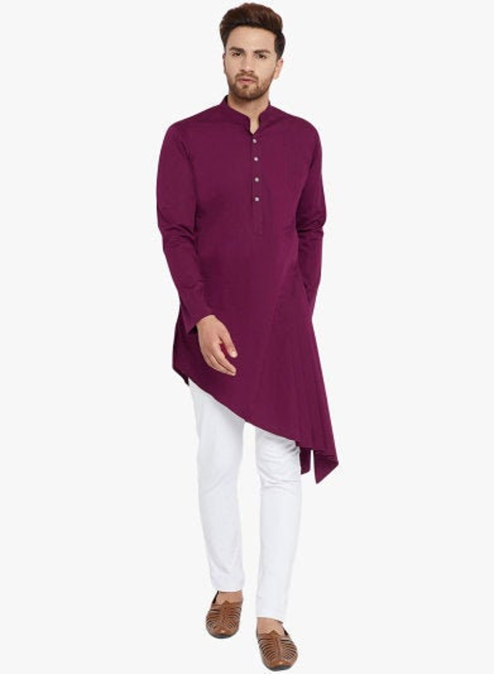Indian 100 Cotton Mens Shirt Long Sleeve Kurta Loose Shirt Etsy