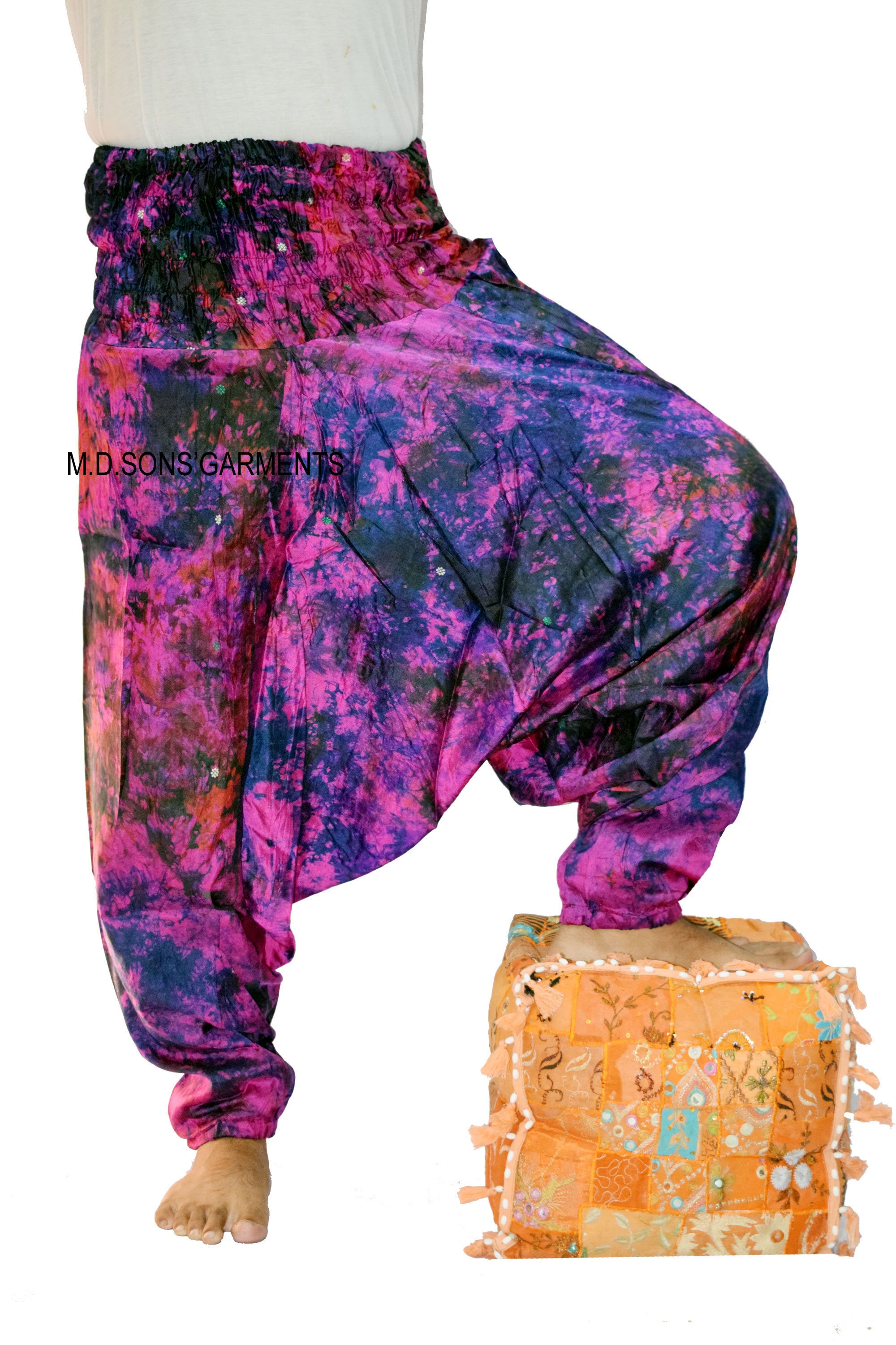 Indian Handmade Art Silk Men's Clothing Pants Yoga Harem Etsy