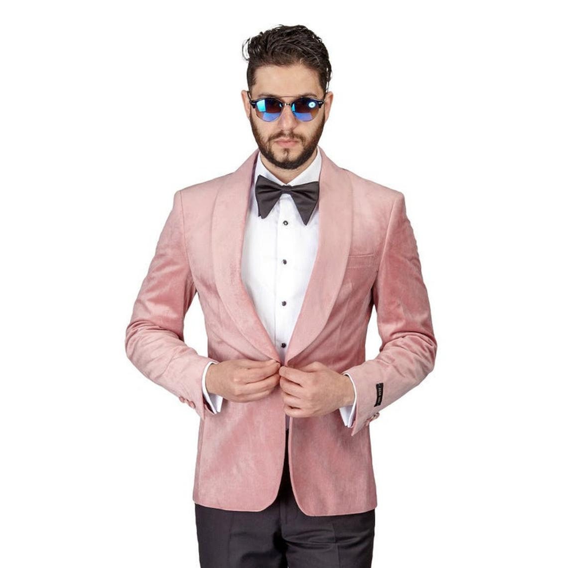 Men's pink Velvet blazer smoking jacket New Arrival Dinner Etsy