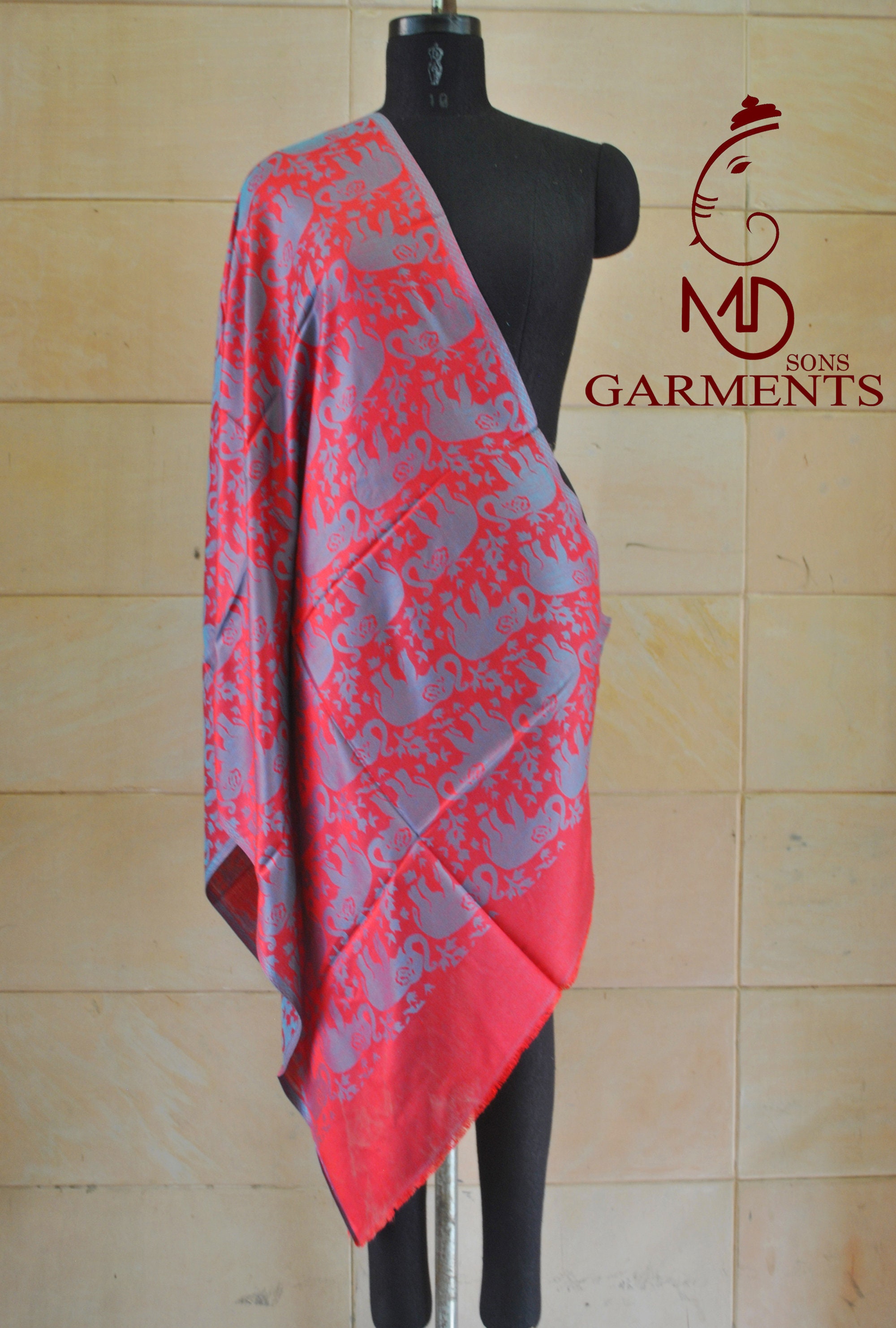 Indian Pashmina Scarf Wedding Gift Colorful elephant scarf Etsy