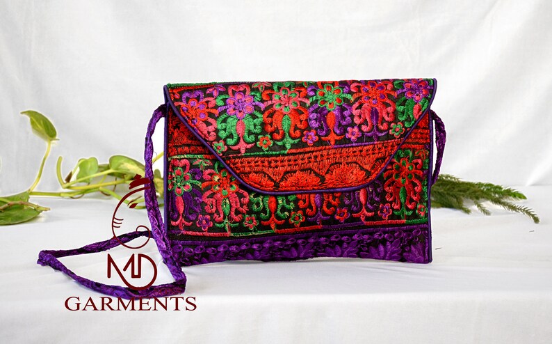 Indian Vintage Banjara Clutch Embroidery Sling Bag For Women Ethnic Tribal Bag Ethnic design hand work unique item MDSONSGARMENTS