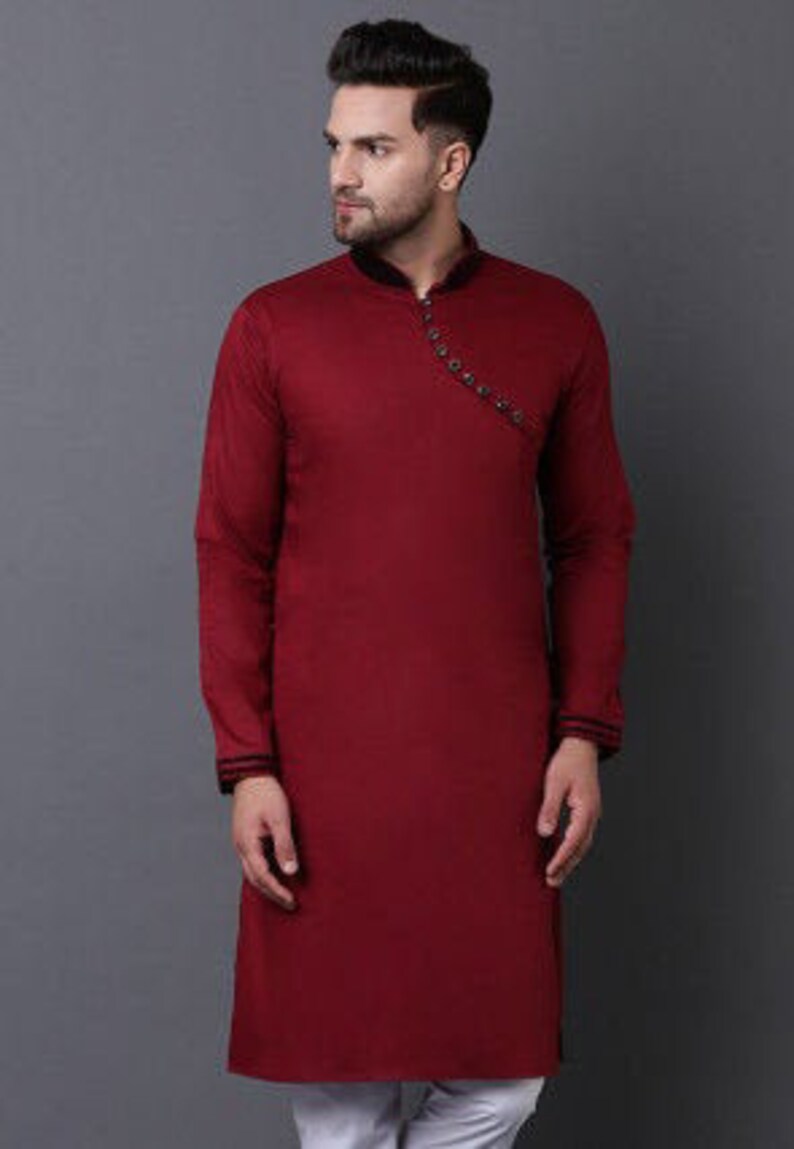 Indian 100 Cotton Mens Shirt Long Sleeve Kurta Loose Shirt Etsy