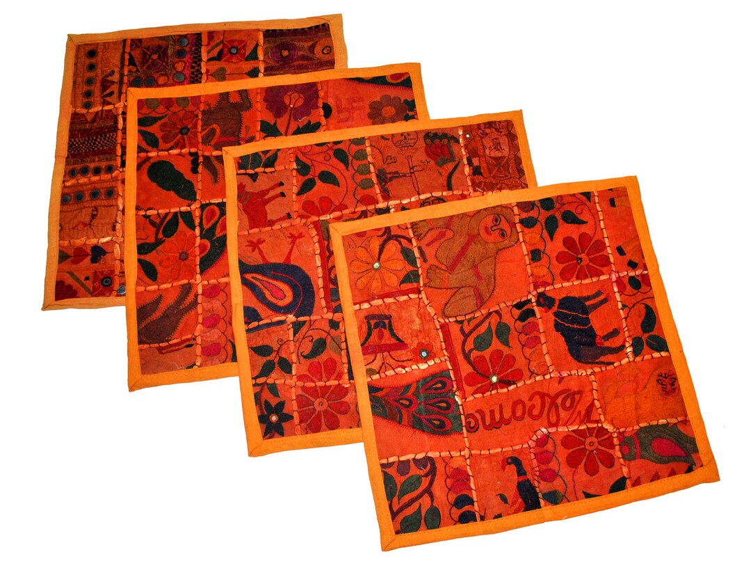 Indian Throw Pillows Home Decor Pillow Cover Orange Cushions Covers