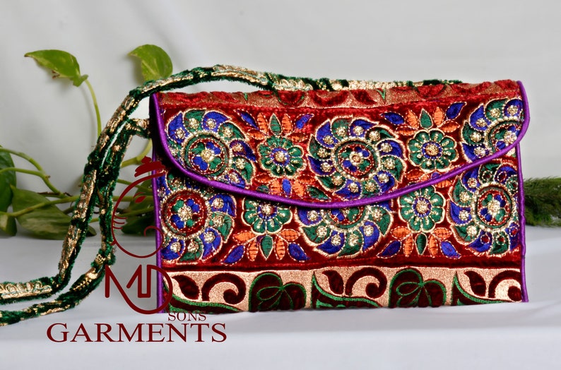 Indian Vintage Banjara Clutch Embroidery Sling Bag For Women Ethnic Tribal Bag Ethnic design hand work unique item MDSONSGARMENTS