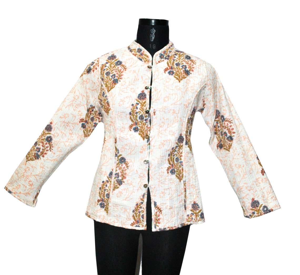 Indian Cotton Jacket Women Quilt Jacket Reversible Floral Etsy