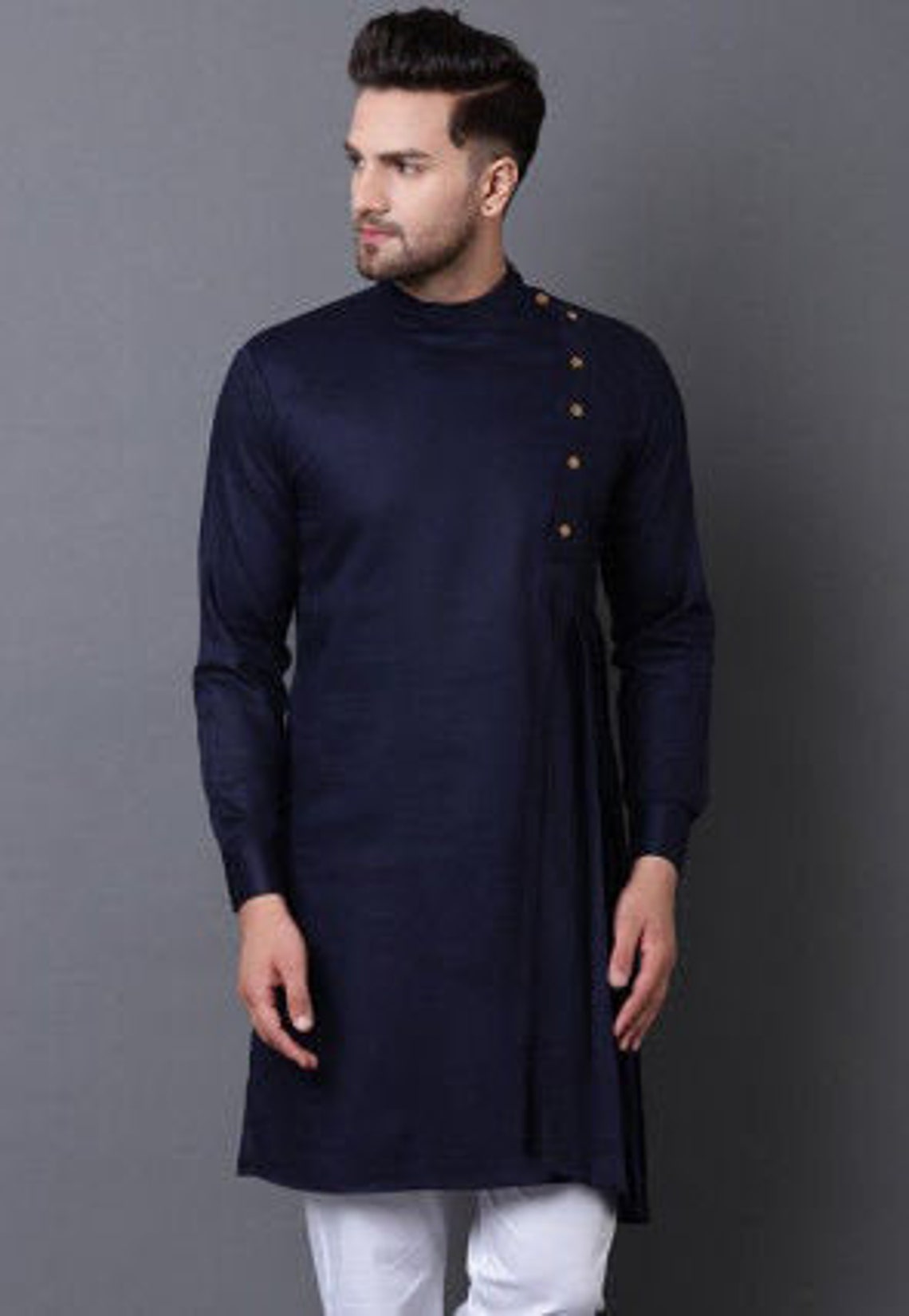 Indian 100 Cotton Mens Shirt Long Sleeve Kurta Loose Shirt Etsy