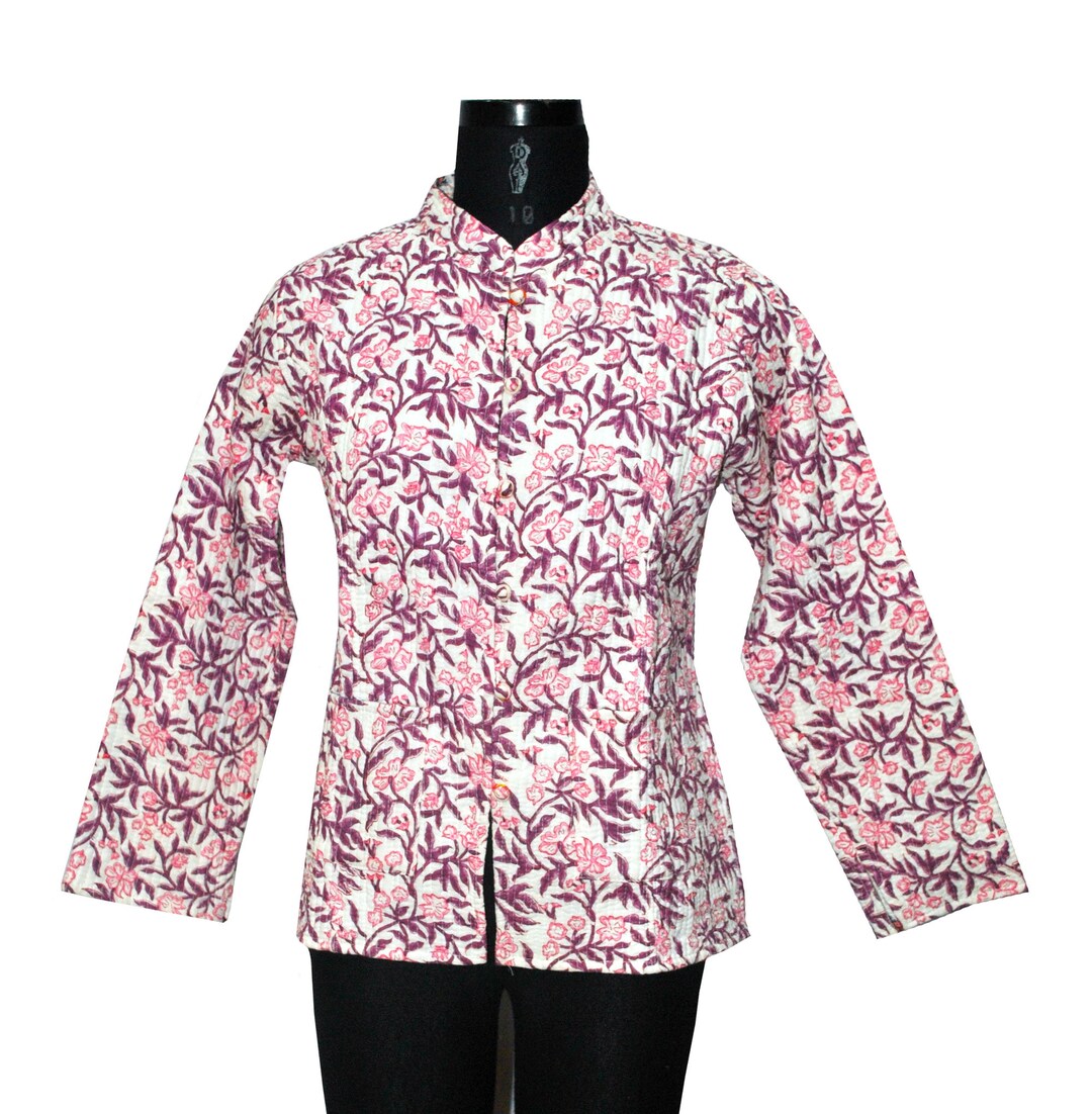 Indian Cotton Jacket Women Quilt Jacket Reversible Floral Etsy