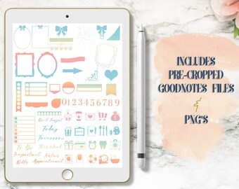 Pastel functionele en deco digitale sticker kit | GoodNotes & iPad | Digitale journaalstickers, kalenderdata, Washi, trackers!