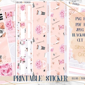 Pegatinas de planificador imprimibles de Girl Boss, kit de pegatinas mensuales imprimibles, se adapta a Erin Condren y Recollection, elige cualquier mes, corta archivos