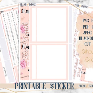 Notas mensuales imprimibles - Kit de página de tablero / Pegatinas de planificador (para Erin Condren ECLP y Recollection) Colección Girl Boss / Página de notas